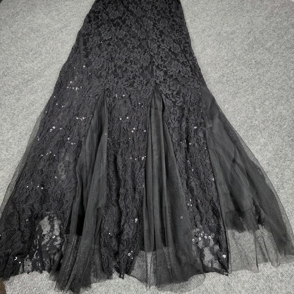 Candalite Black Sheer Lace Maxi Dress Witchy WhimsiGoth Dark Fairy Sequin Mesh M - Picture 2 of 12